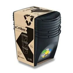 Prosperplast Sada 3 odpadkových košů Sortibox šedý kámen, 3 x 25 l