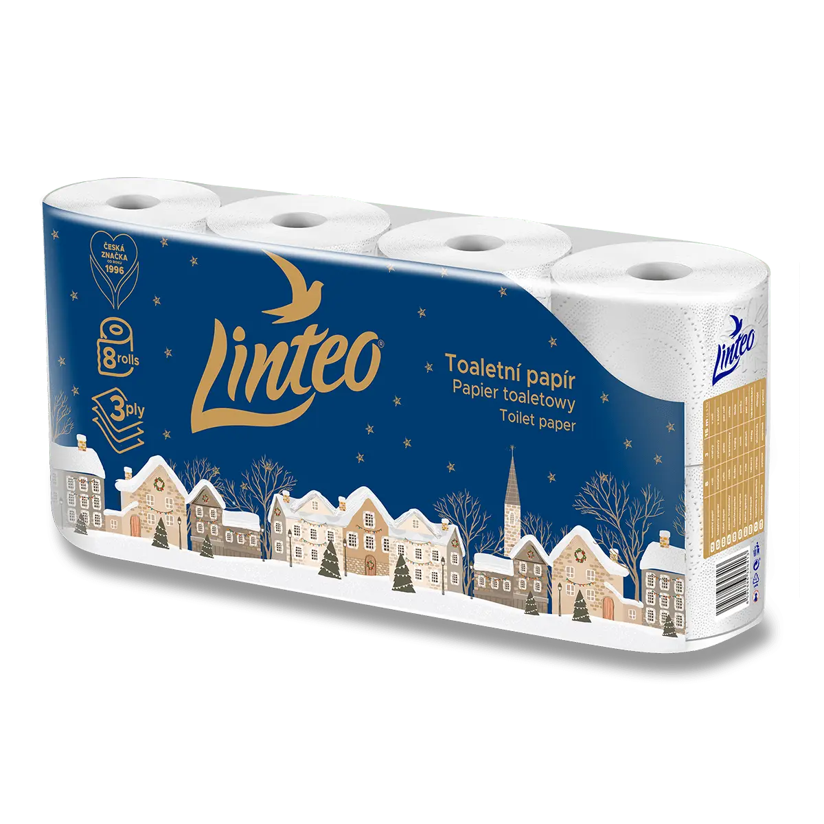 Linteo Den a Noc - toaletní papír - 3vrstvý, návin 15 m, 8 ks