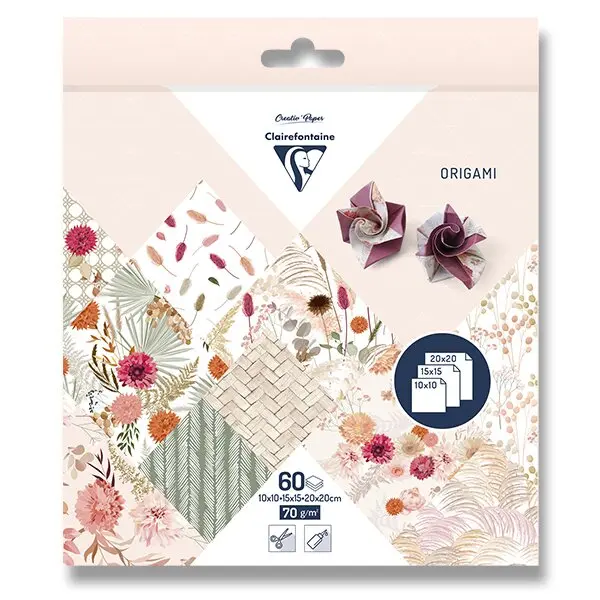 Clairefontaine Origami Dried Flowers - sada papírů - 60 listů
