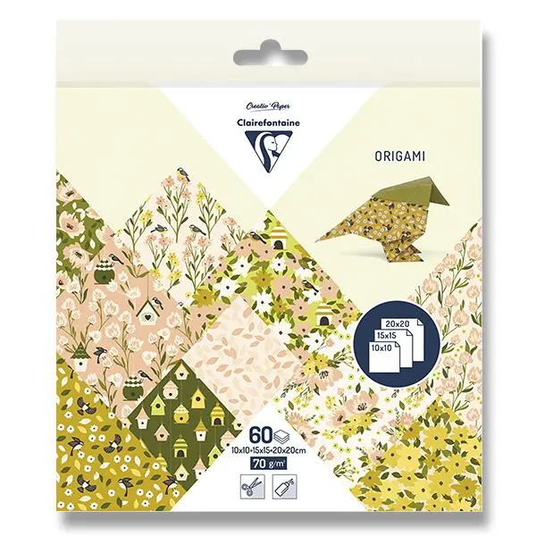 Clairefontaine Origami Spring - sada papírů s květy - 60 listů