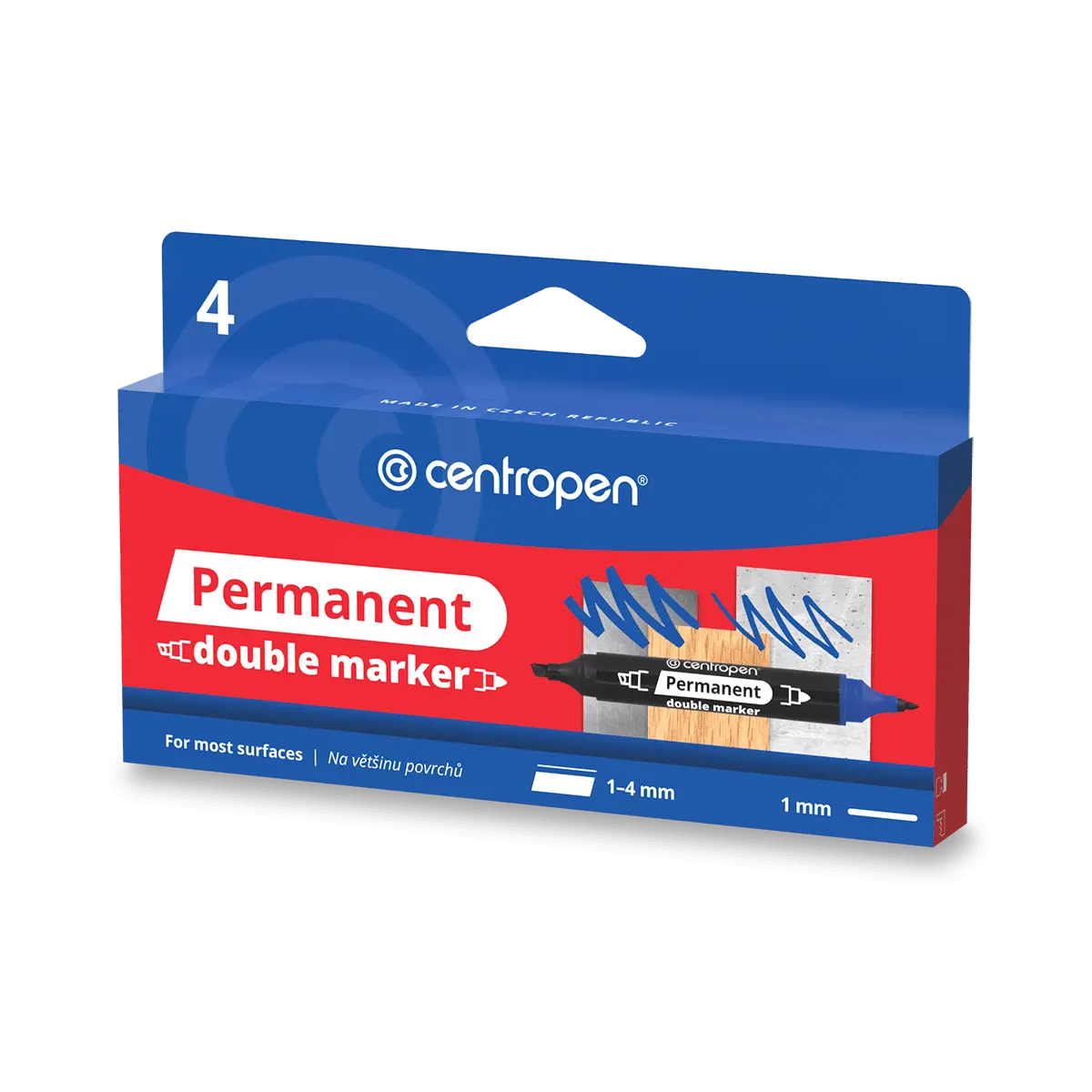 Centropen Double Marker 1666 - oboustranný permanentní značkovač - sada 4 barev