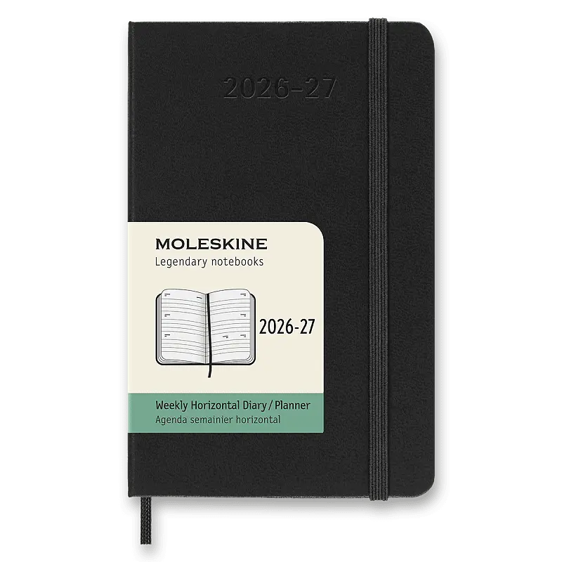 Moleskine – 18-mesačný týždenný horizontálny diár 2026/2027 (čierny)