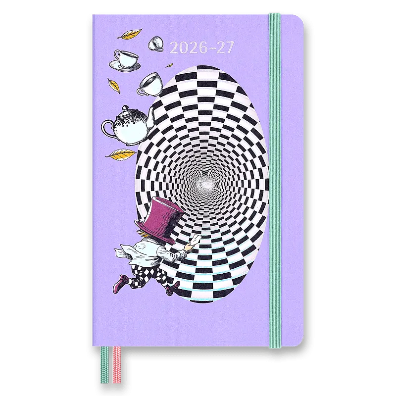 18měsíční diář Moleskine Alice in Wonderland 2026-27- tvrdé desky L, týdenní, fialový