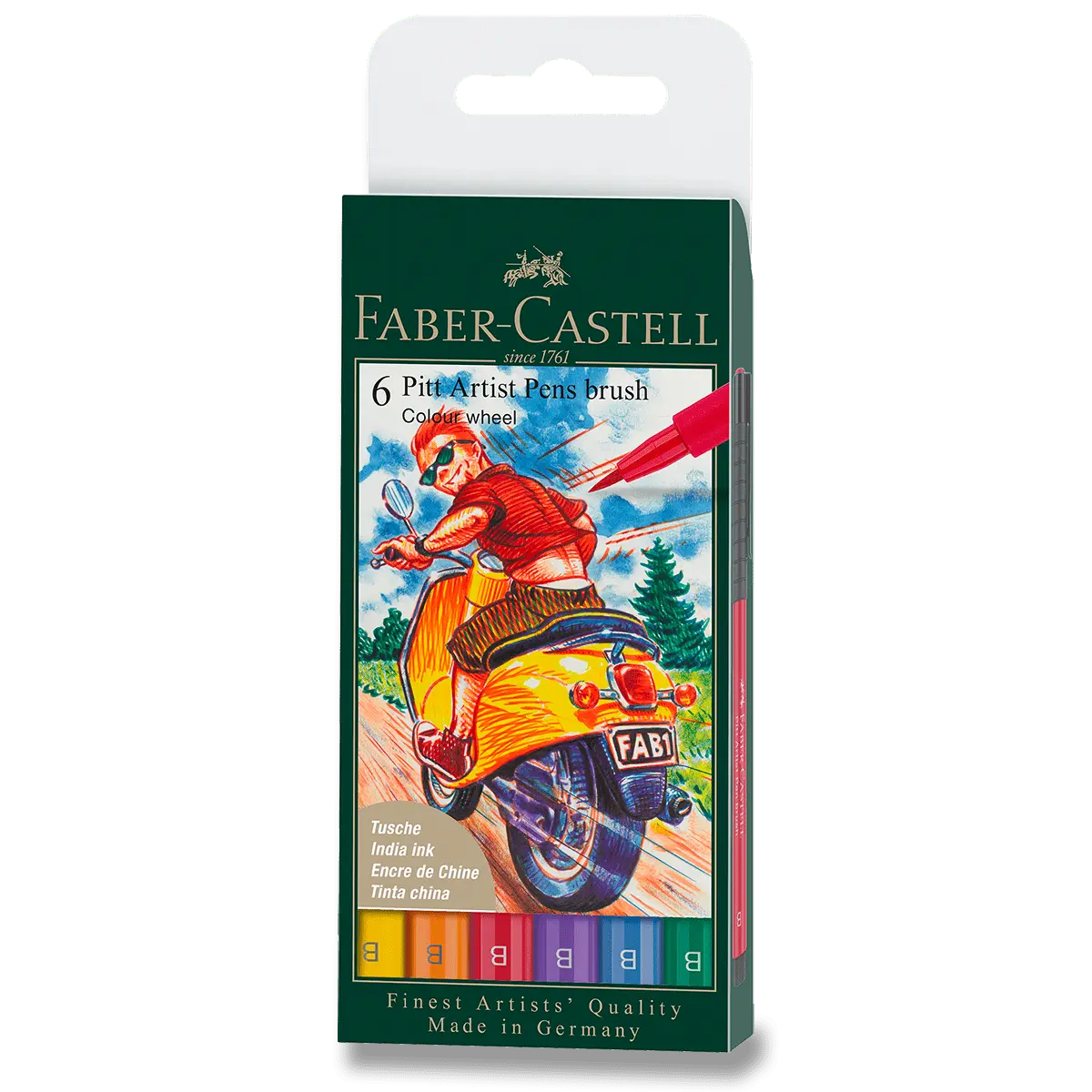 Faber-Castell Pitt Artist Pen Brush Colour - popisovač - sada 6 ks, hrot B