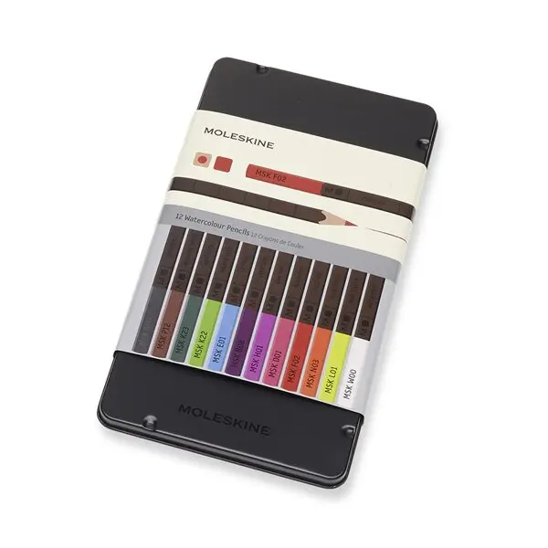 Moleskine -  akvarelové farebné ceruzky (kovový box, 12 farieb)
