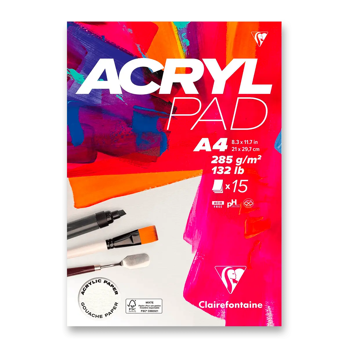 Clairefontaine Acrylpad  - blok - A4, 15 listů, 285 g