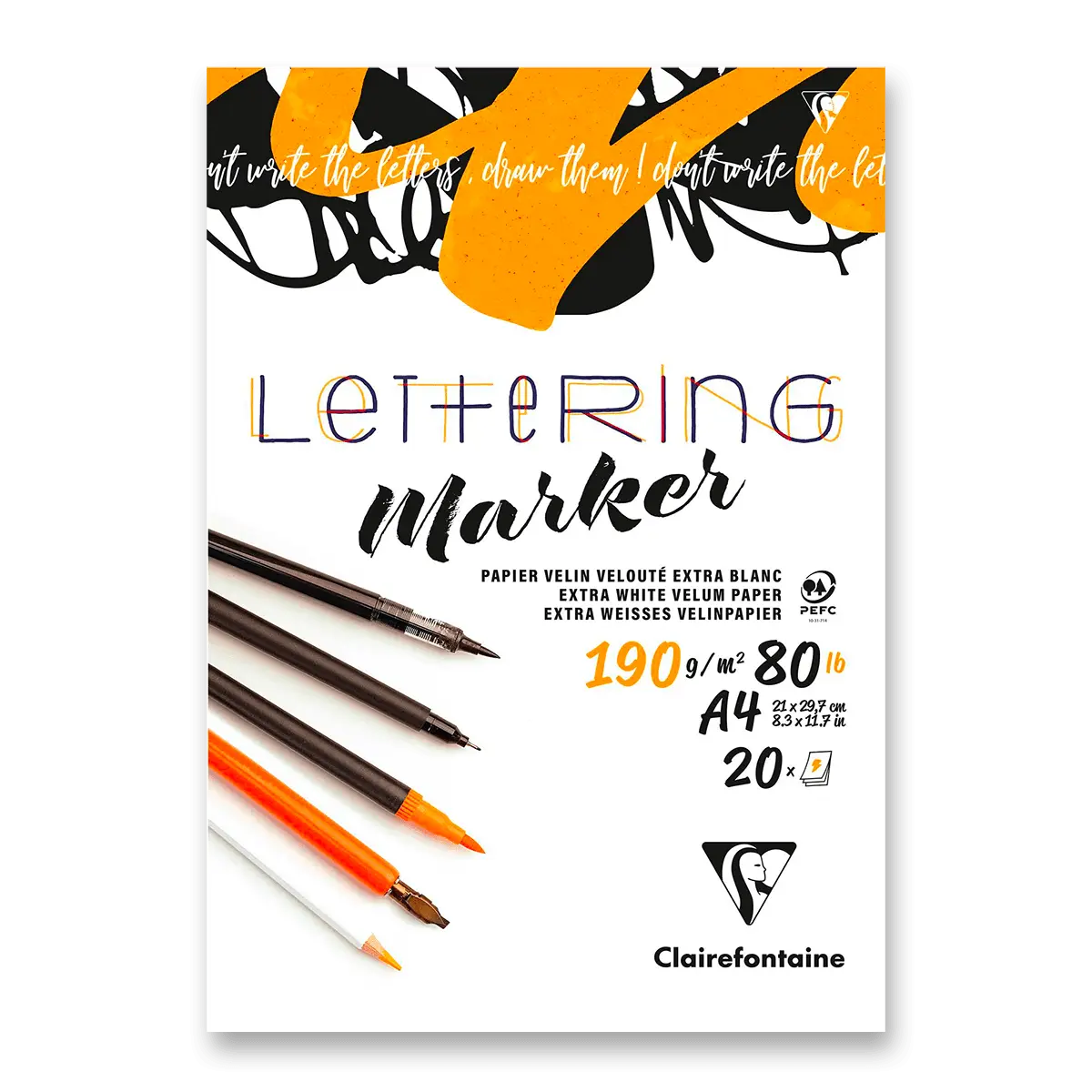 Clairefontaine Lettering - blok - A4, 20 listů, 190 g