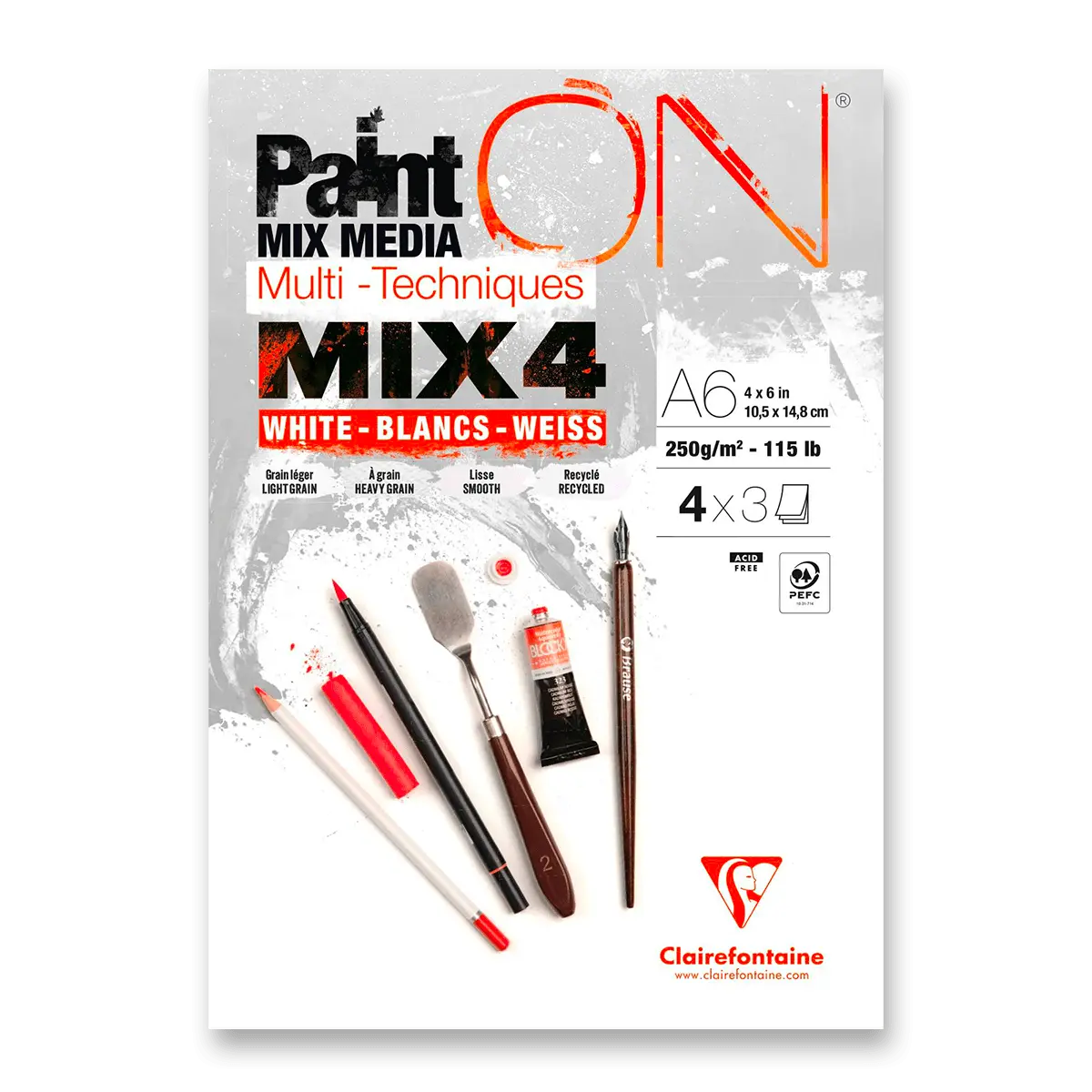 Clairefontaine Paint'ON Mix4 - blok - A6, 12 listů, 250 g