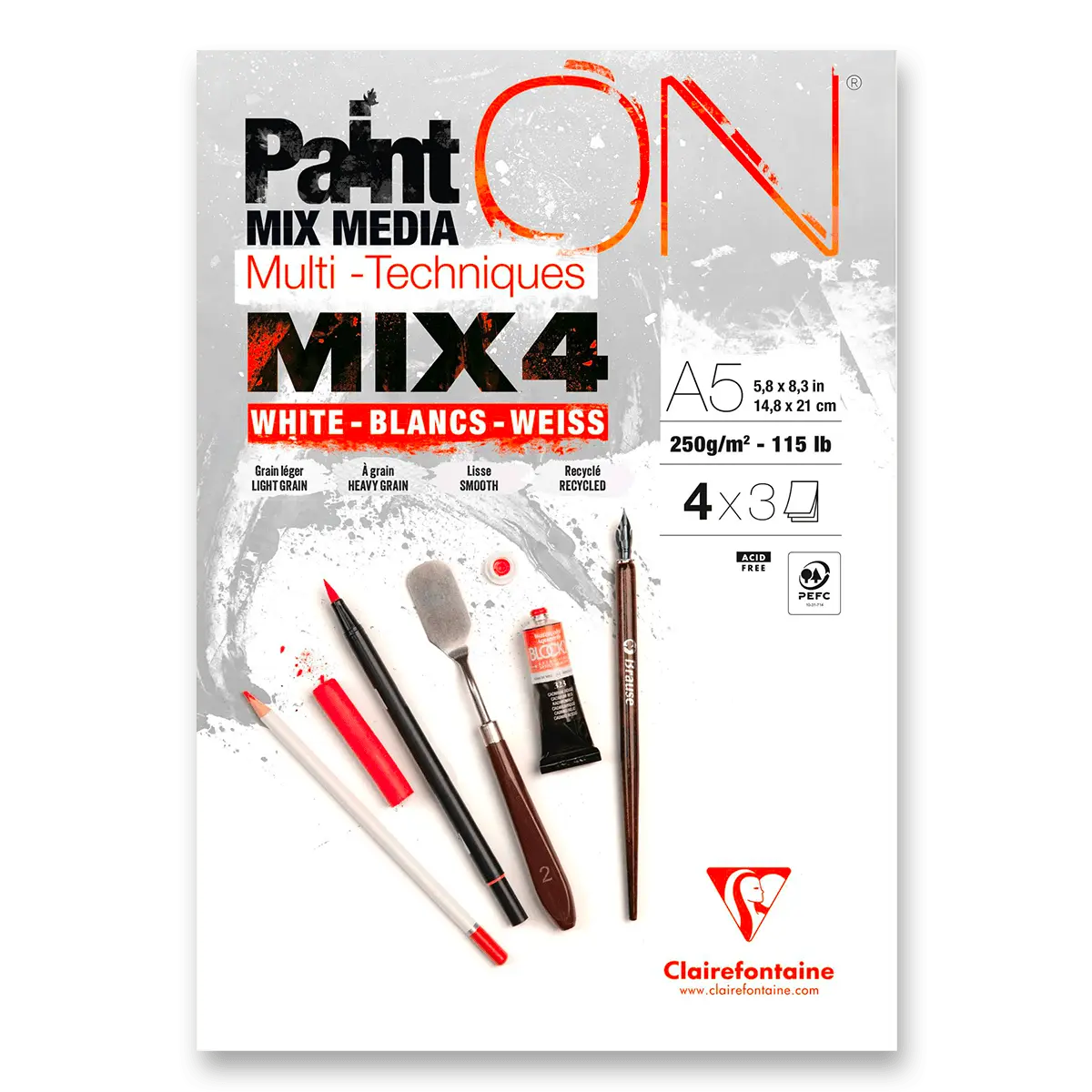 Clairefontaine Paint'ON Mix4 - blok - A5, 12 listů, 250 g