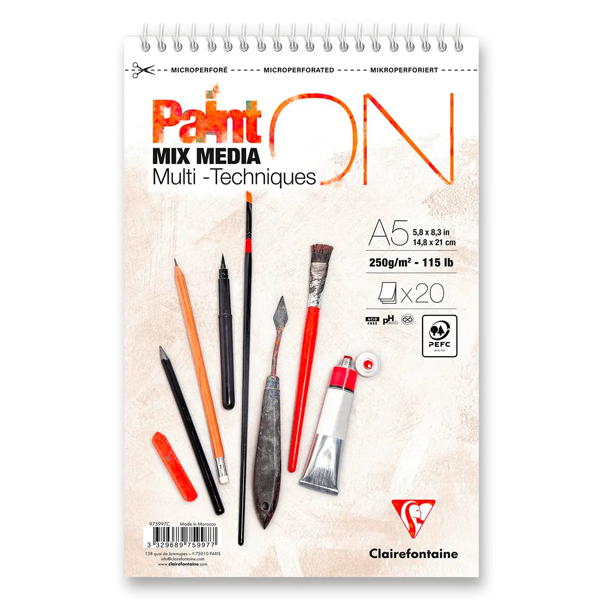 Clairefontaine Paint'ON White - blok - A5+, 20 listů, 250 g