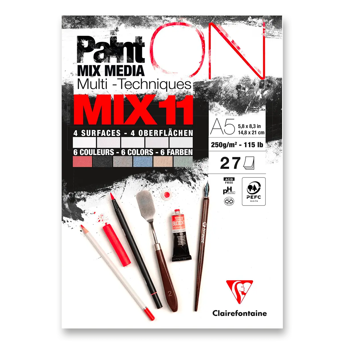 Clairefontaine Paint'ON Mix11 - blok - A5, 27 listů, 250 g