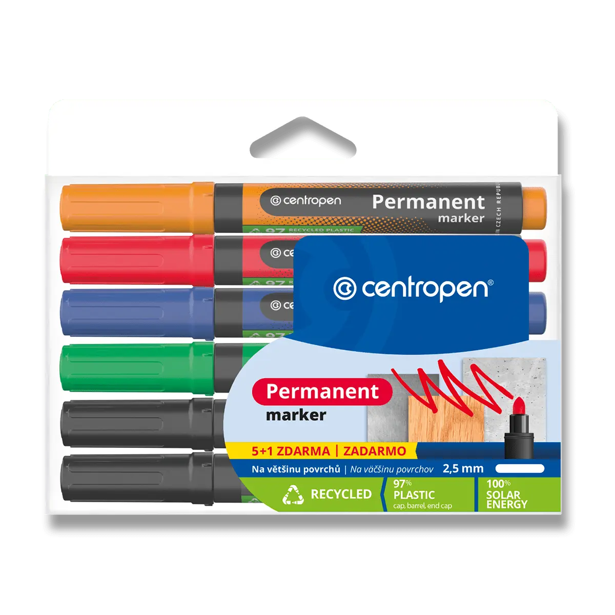 Centropen Popisovač 8566 Permanentní - sada 5 + 1 barev