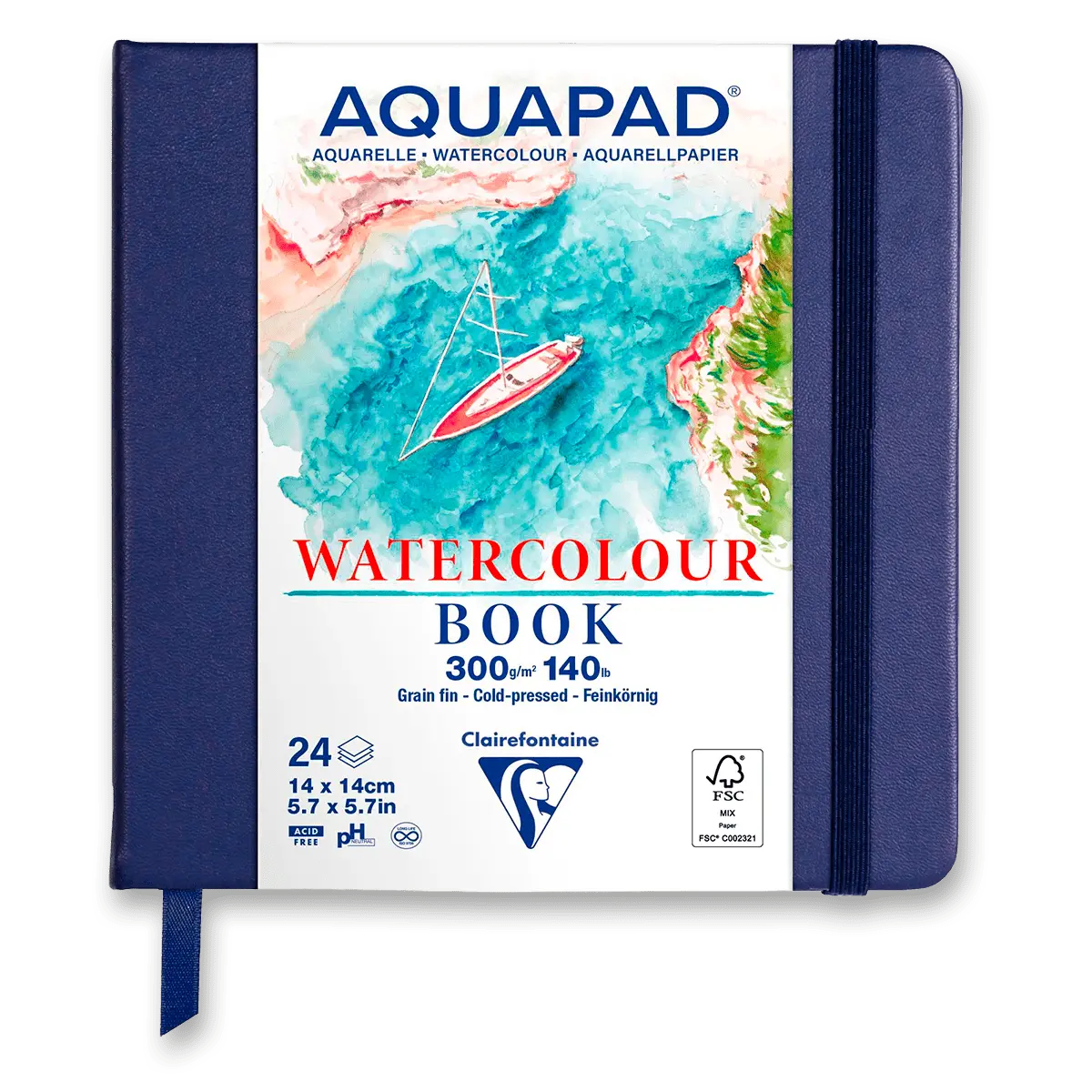 Clairefontaine Aquapad Watercolor Book - blok - 14 x 14 cm, 24 listů, 300 g