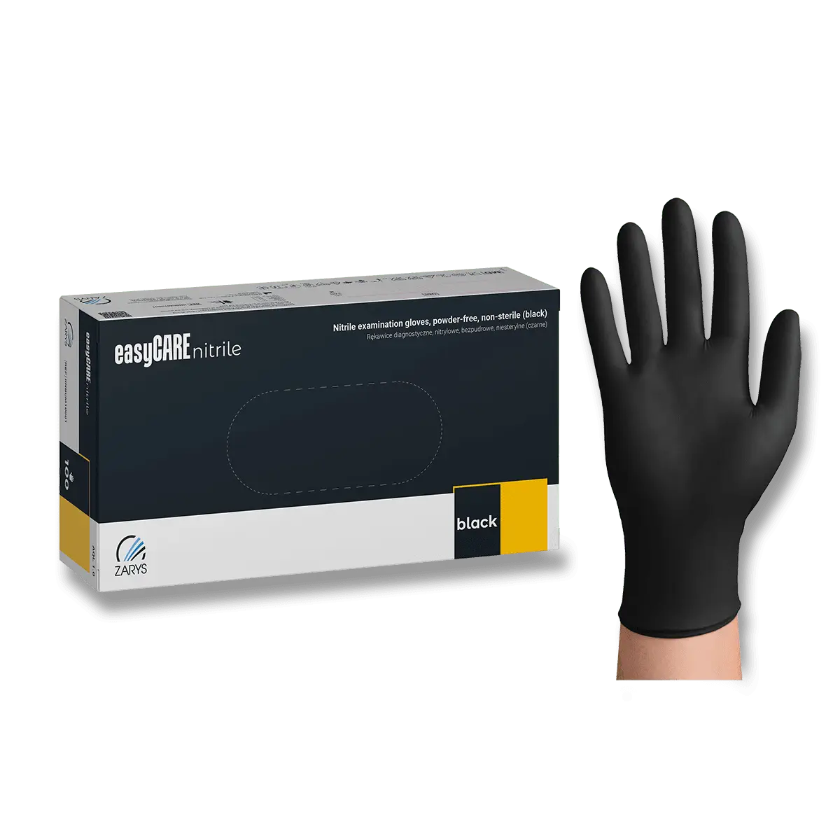 easyCARE nitrile - jednorázové nitrilové rukavice - černé, velikost XL, 100 ks