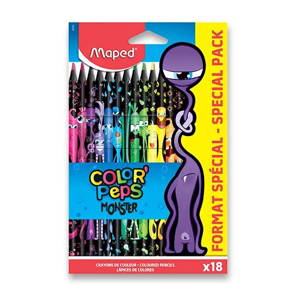 Maped Bezdřevé pastelky Color´Peps Monster, 18 ks