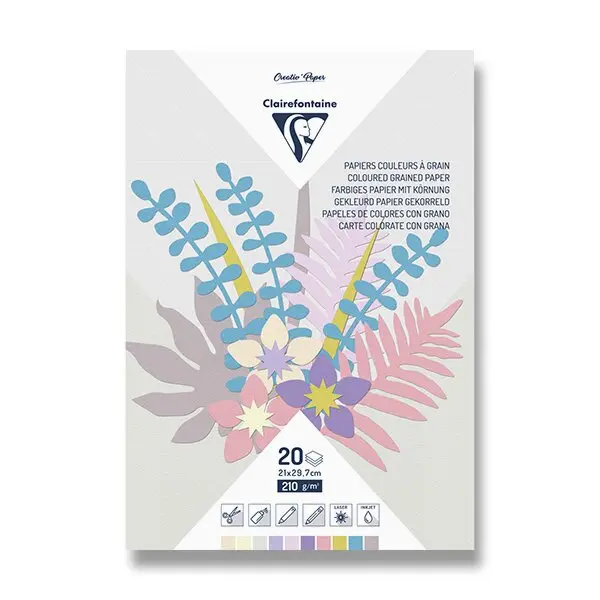 Clairefontaine - sada kreativních papírů pastelové barvy - 20 listů