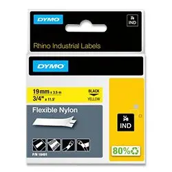 Dymo Rhino 18491 - originální nylonová flexibilní páska - černo-žlutá, 19 mm x 3,5 m