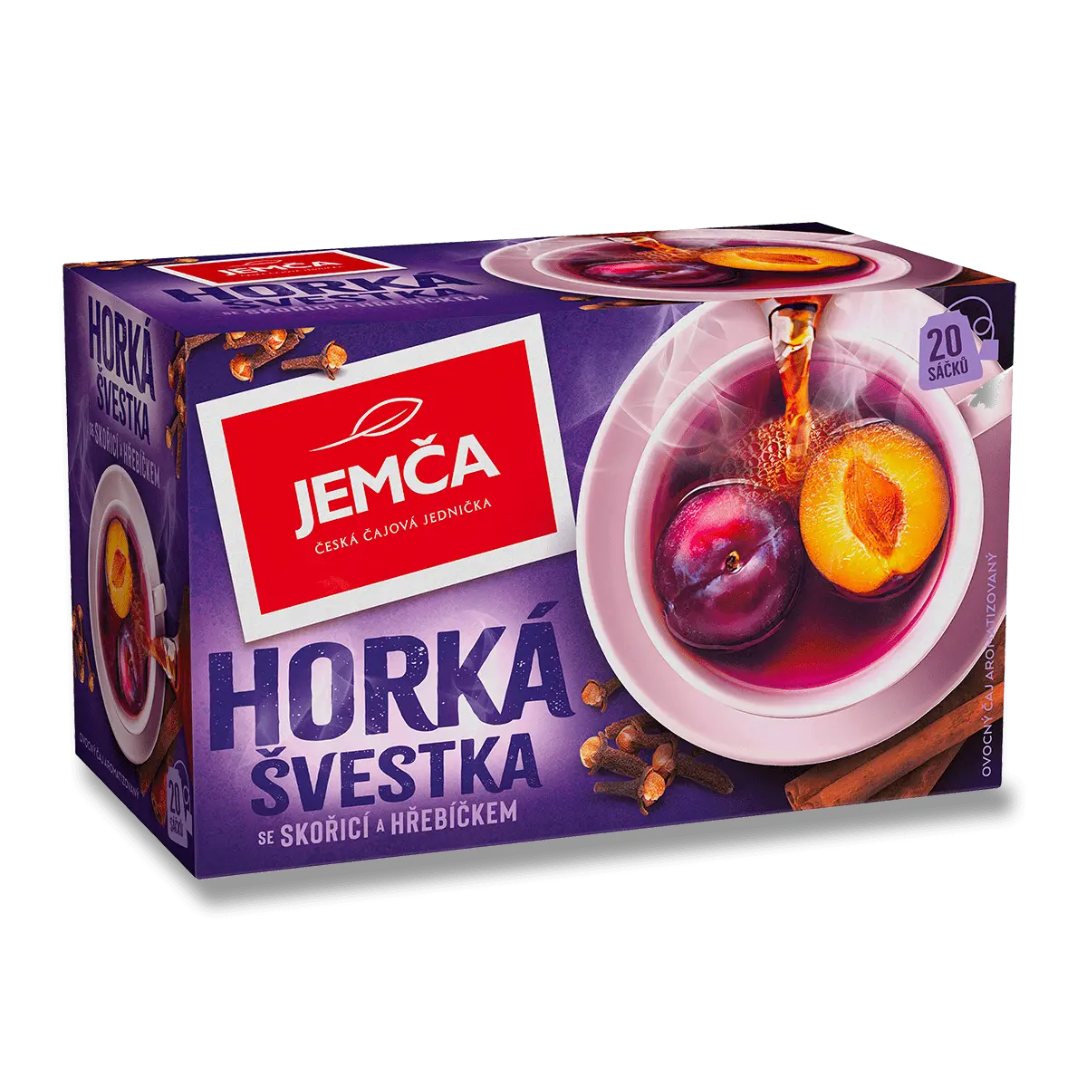 Ovocný čaj Jemča - horká švestka se skořicí a hřebíčkem, 20 x 2 g