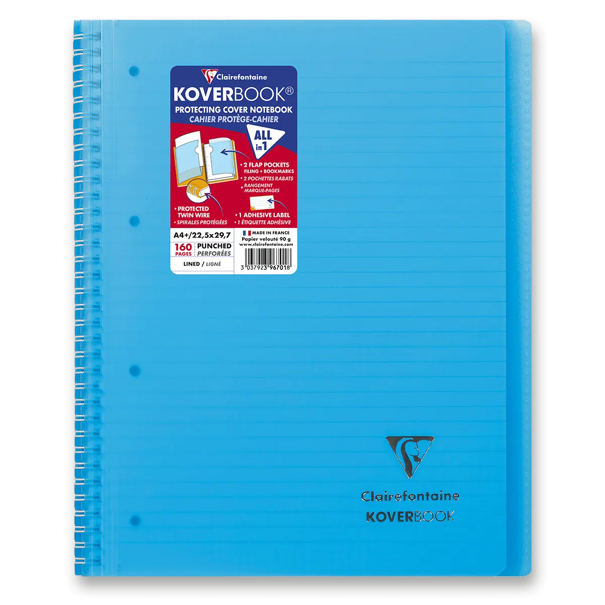 Clairefontaine Koverbook - kroužkový blok - A4, 80 l., linkovaný, mix barev