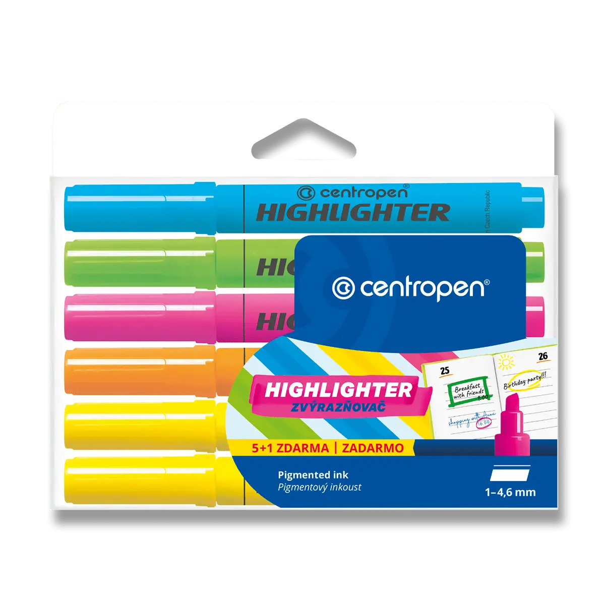 Centropen Highlighter 8552 - zvýrazňovač - sada 5+1 barev