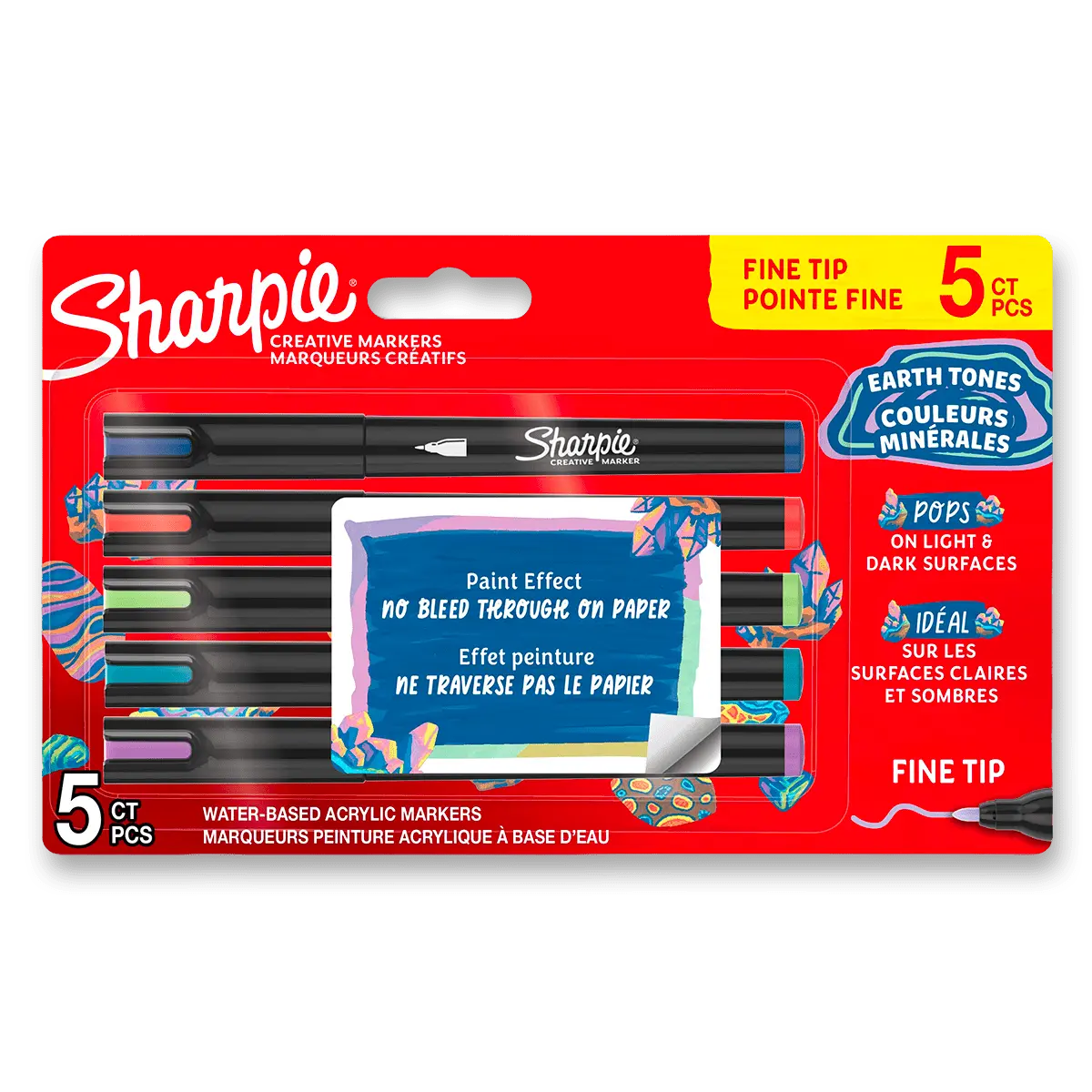Sharpie Acrylic Marker Bullet Fine Earth Tones - akrylový popisovač - sada 5 barev