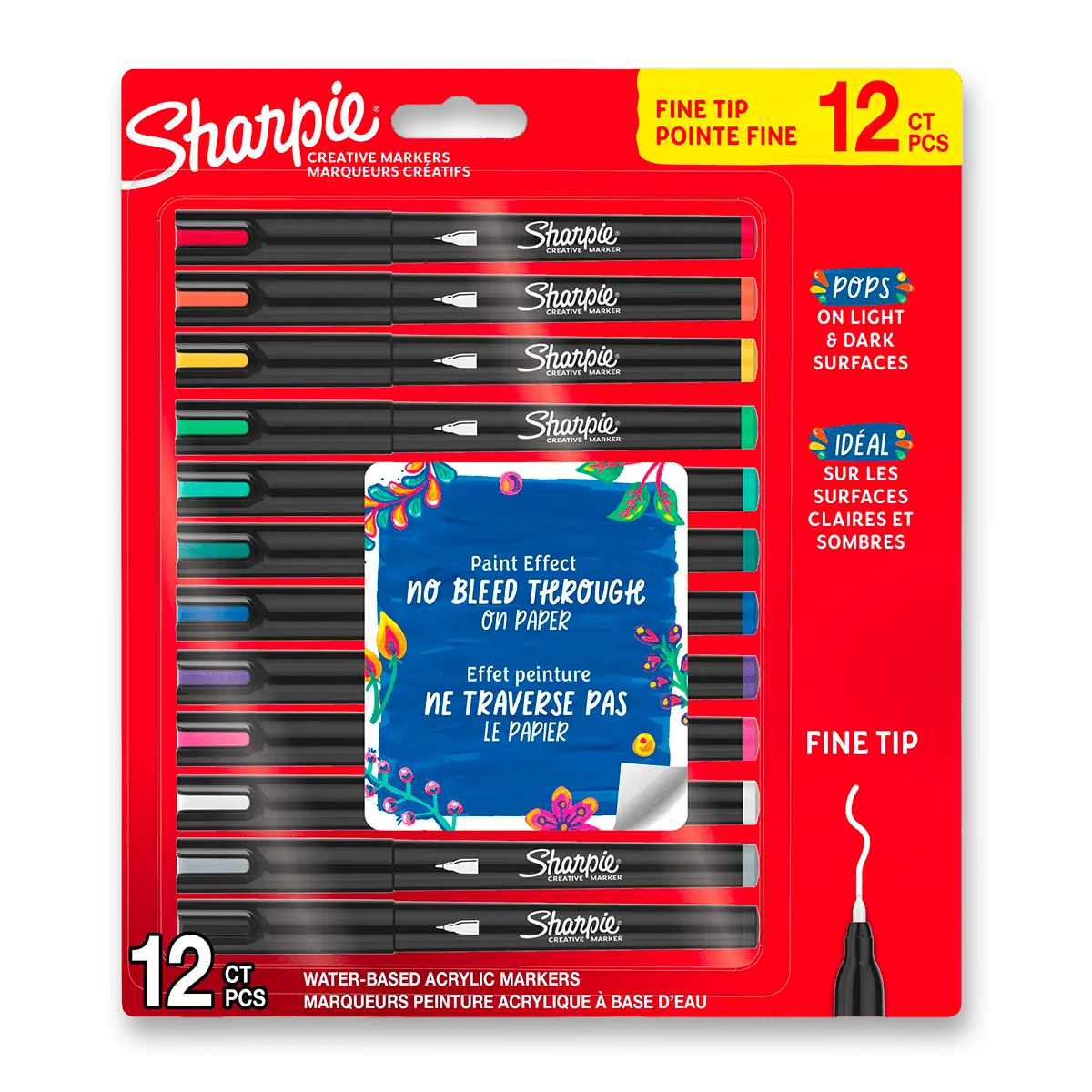 Sharpie Acrylic Marker Bullet Fine - akrylový popisovač - sada 12 barev