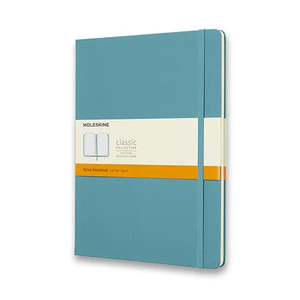 Zápisník Moleskine - tvrdé desky XL, linkovaný, tyrkysový