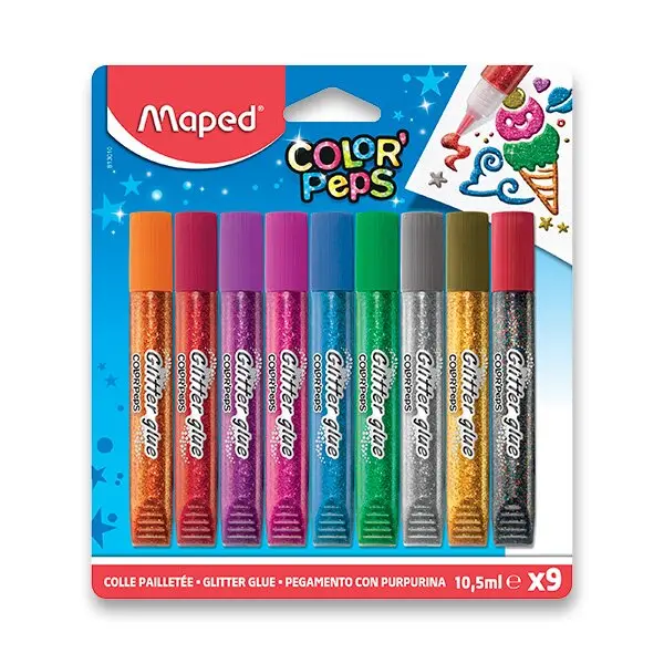 Maped Glitter Glue - dekorační lepidlo - 9 x 10, 5 ml