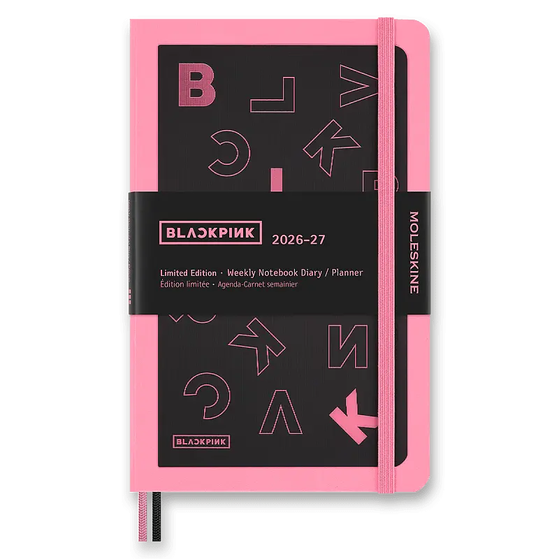 18měsíční diář Moleskine Blackpink 2026-27- tvrdé desky L, týdenní, černorůžový