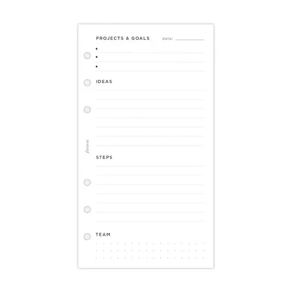 Plánování projektů náplň osobních diářů Filofax