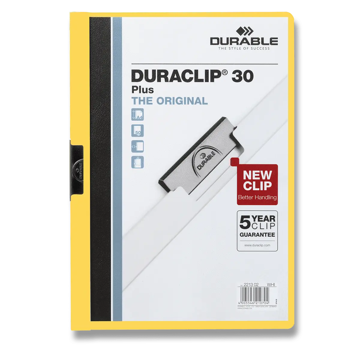 Durable Duraclip - plastový rychlovazač na 30 listů - žlutý