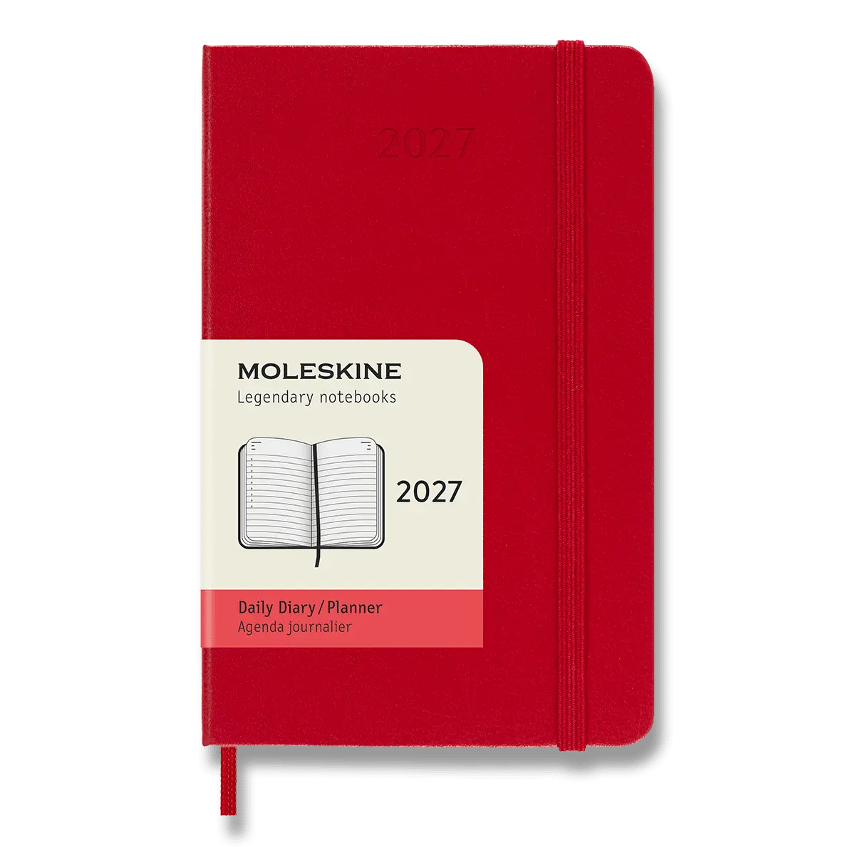 Moleskine 2027 - diář v tvrdých deskách - velikost S, denní, červený