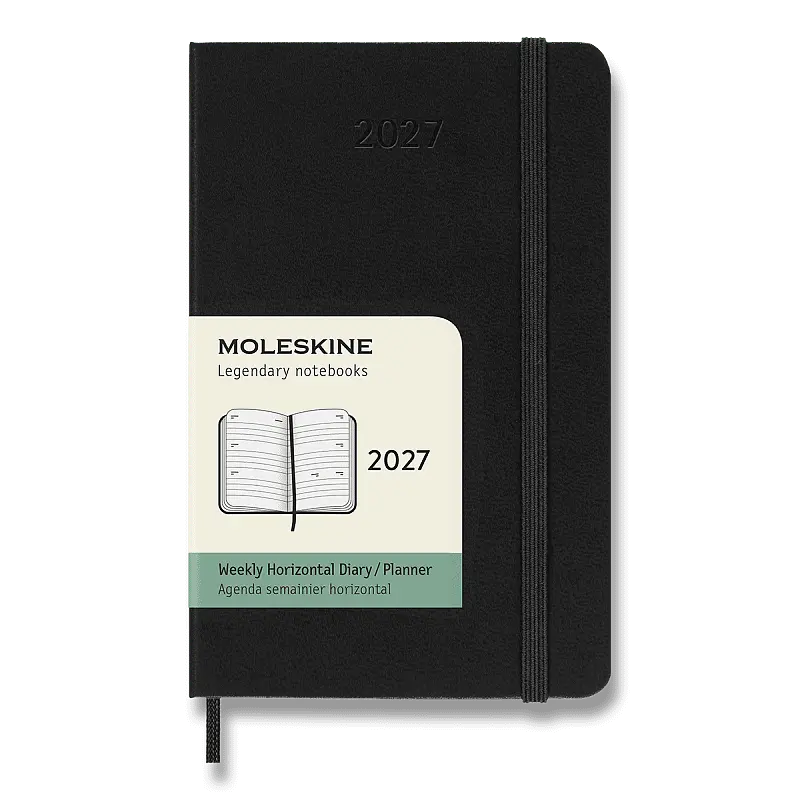 Moleskine – 12-mesačný týždenný horizontálny diár 2027 (čierny)