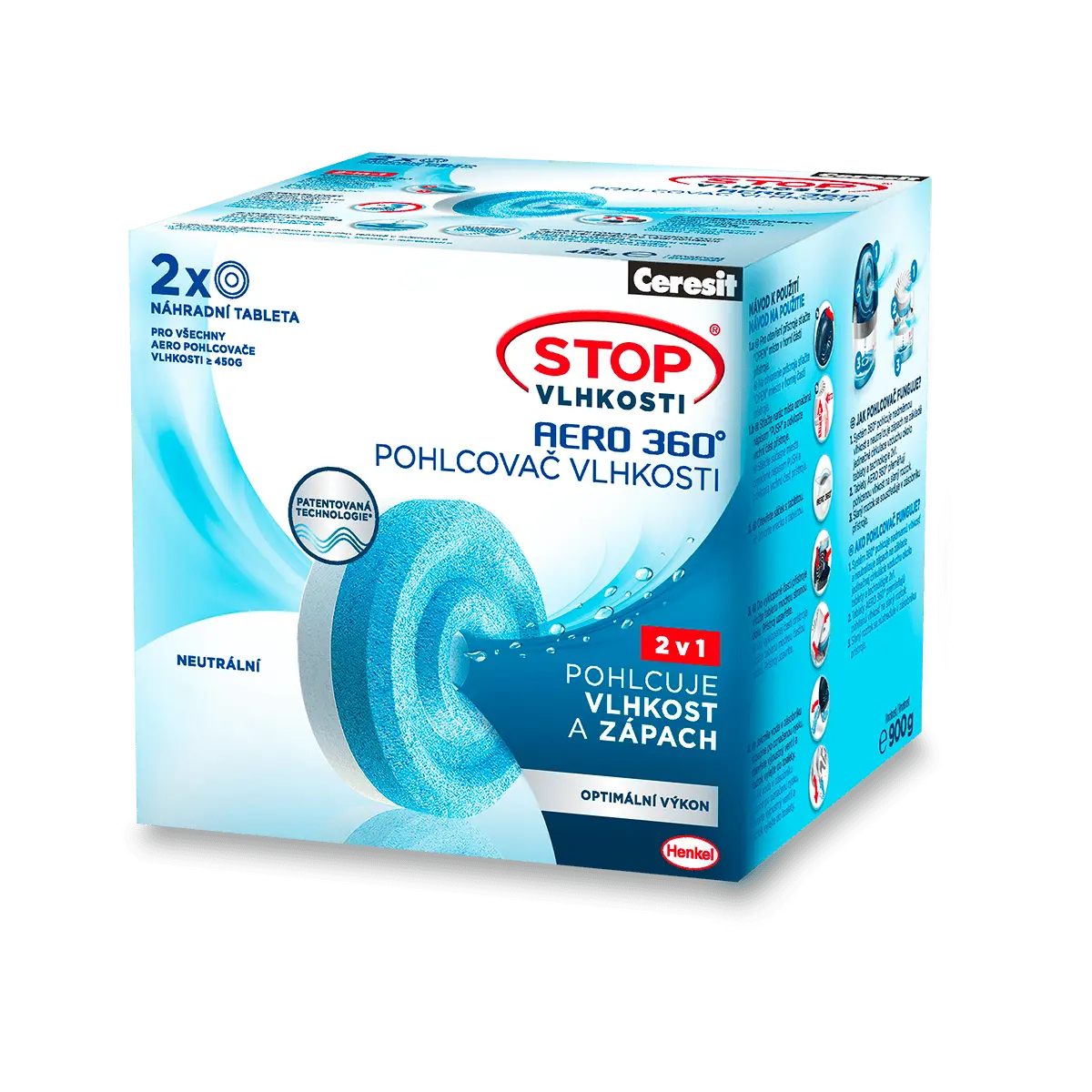 Ceresit Stop vlhkosti Aero 360° - náhradní tablety - neutral, 2 × 450 g