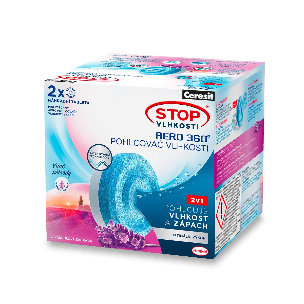 Ceresit Stop vlhkosti AERO 360° - náhradní tablety - relaxační levandule, 2 × 450 g