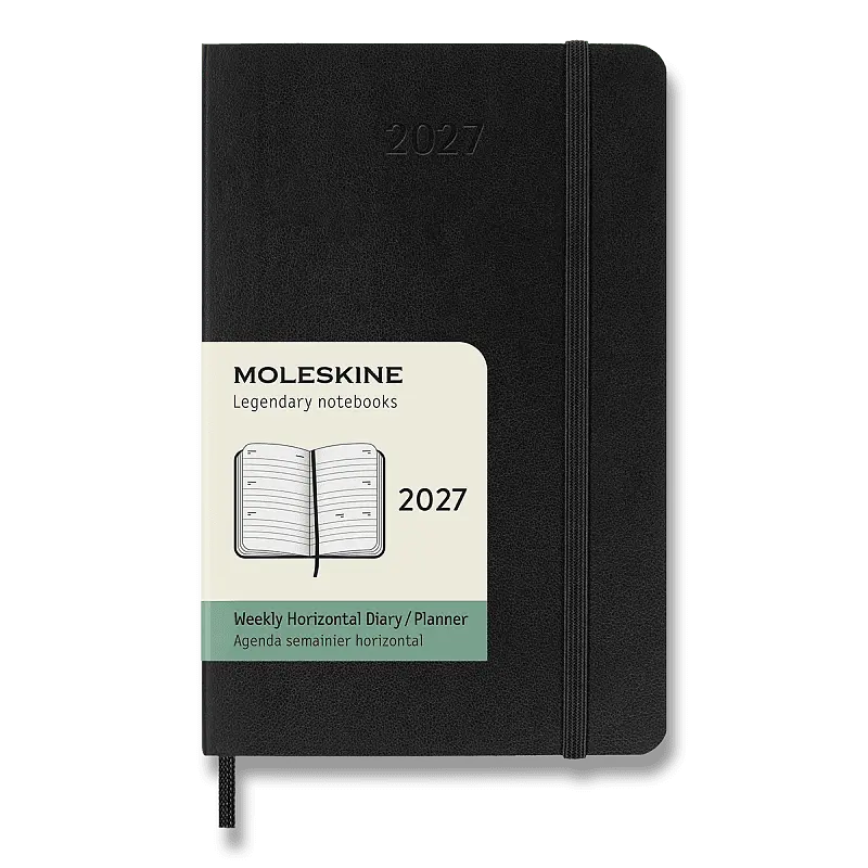 Moleskine – 12-mesačný týždenný horizontálny diár 2027 (čierny)
