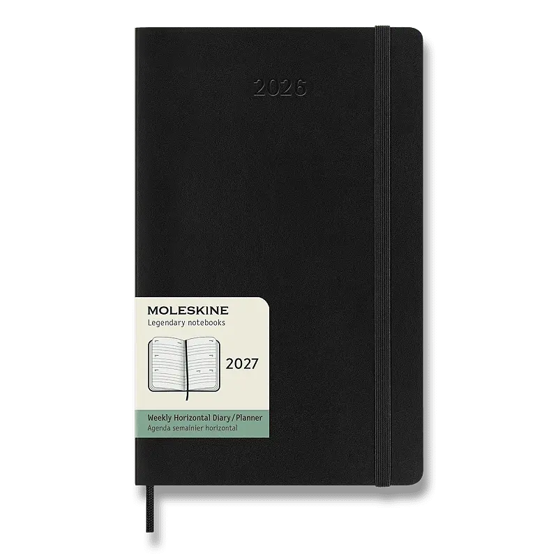 Moleskine – 12-mesačný týždenný horizontálny diár 2027 (čierny)