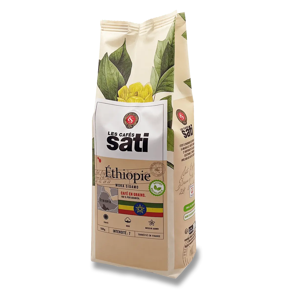 Les Cafés sati Éthiopie Moka Sidamo - zrnková káva - 500 g
