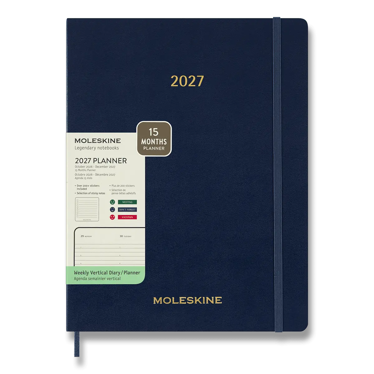 Moleskine Essential 2027 - diář v měkkých deskách - velikost XXL, týdenní, vertikální, modrý