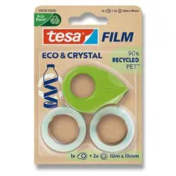 Tesa Eco & Crystal - transparentní samolepicí páska s odvíječem - 19 mm x 10 m, 2 ks
