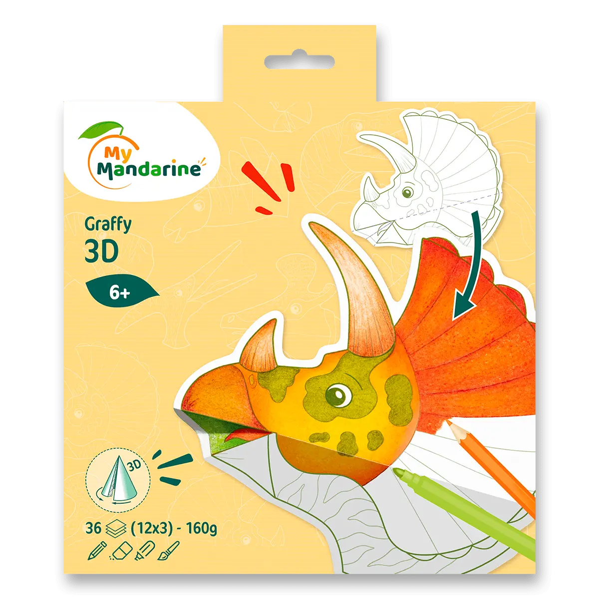Avenue Mandarine Graffy Pop Mandala 3D - omalovánky - Dinosaurus