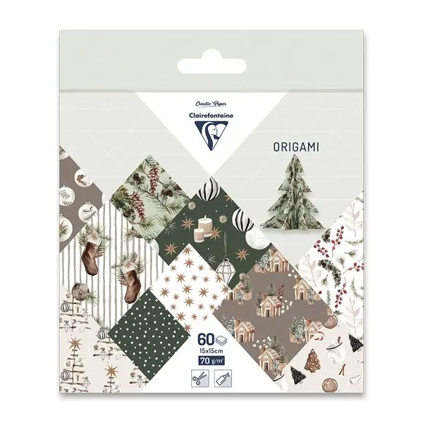 Clairefontaine Origami Cozy Christmas - sada papírů - 60 listů
