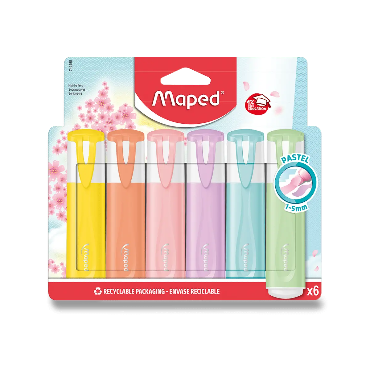 Maped - Zvýrazňovač Fluo Peps Pastel 6 ks