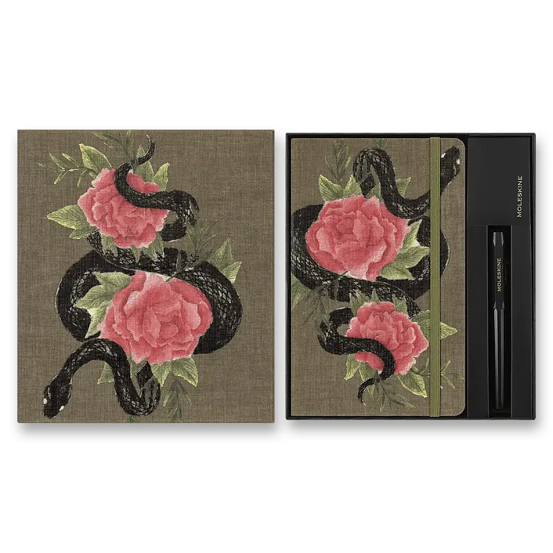 Moleskine - kolekcia Snake Roses (zápisník + guľôčkové pero)
