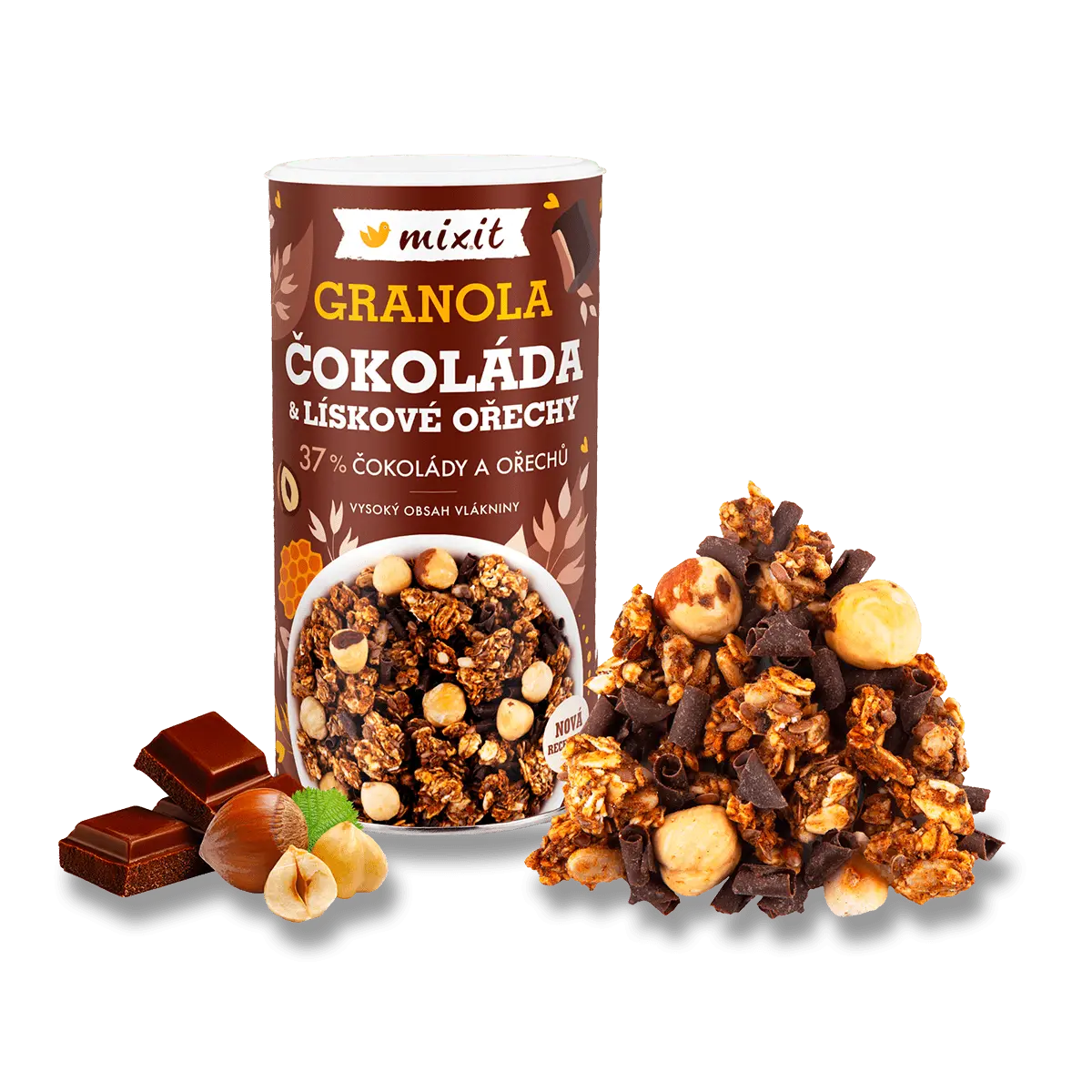 Mixit - granola - čokoláda a lískové ořechy, 520 g