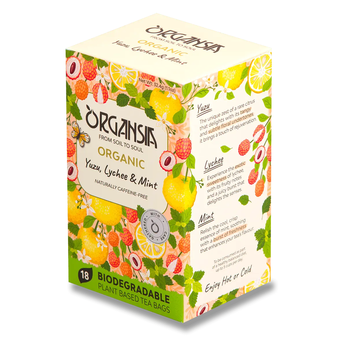 Organsia Bio Yuzu Lychee and Mint - bylinný čaj - 18 ks