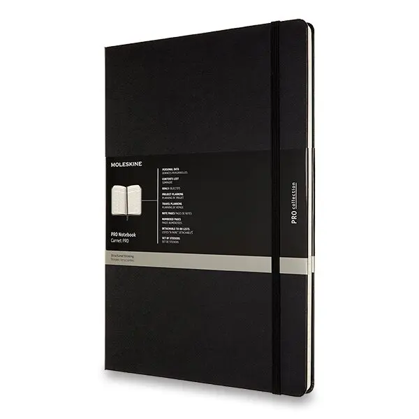 Zápisník Moleskine Professional - tvrdé desky A4, linkovaný, černý