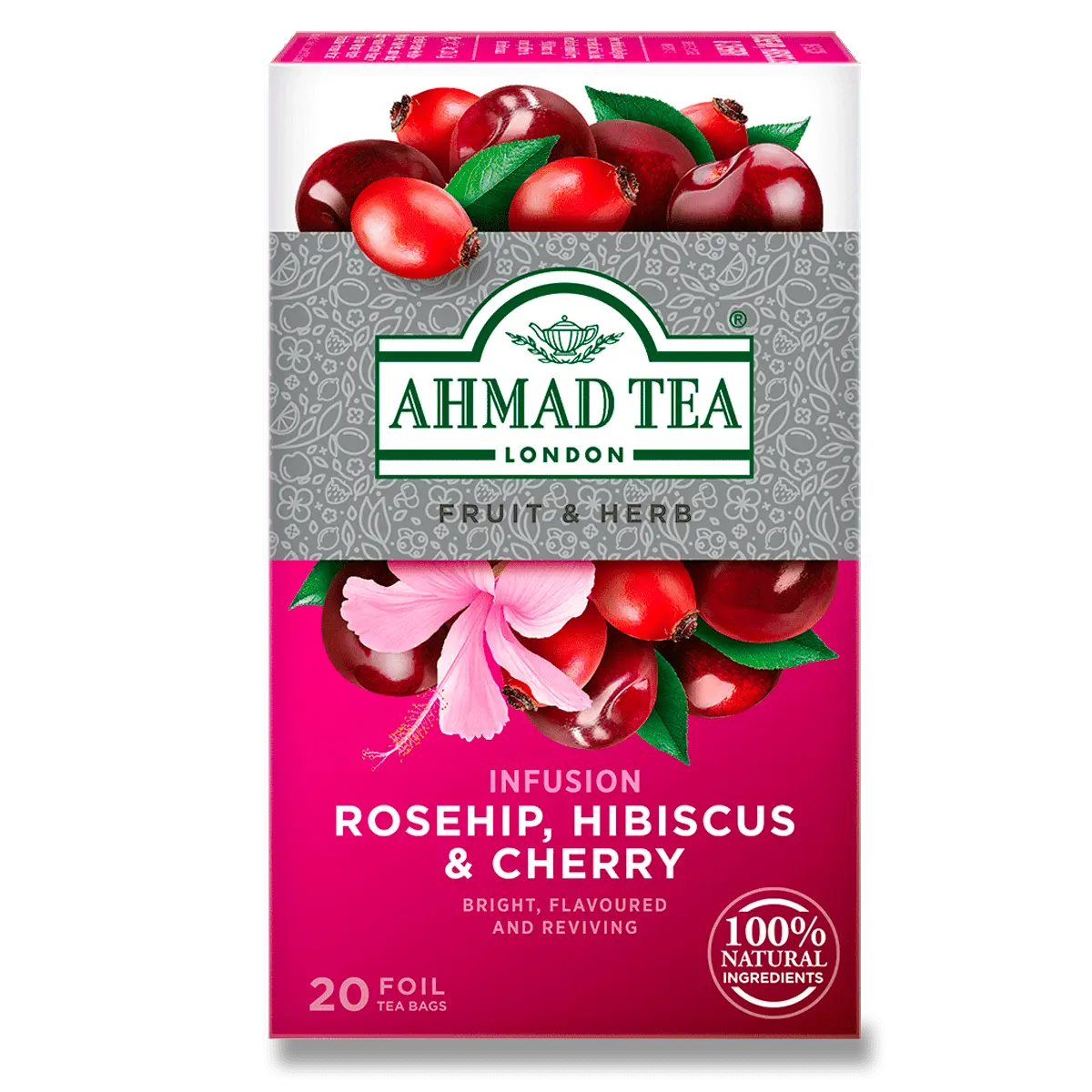 Ahmad Tea - bylinný čaj - šípek, ibišek a třešeň