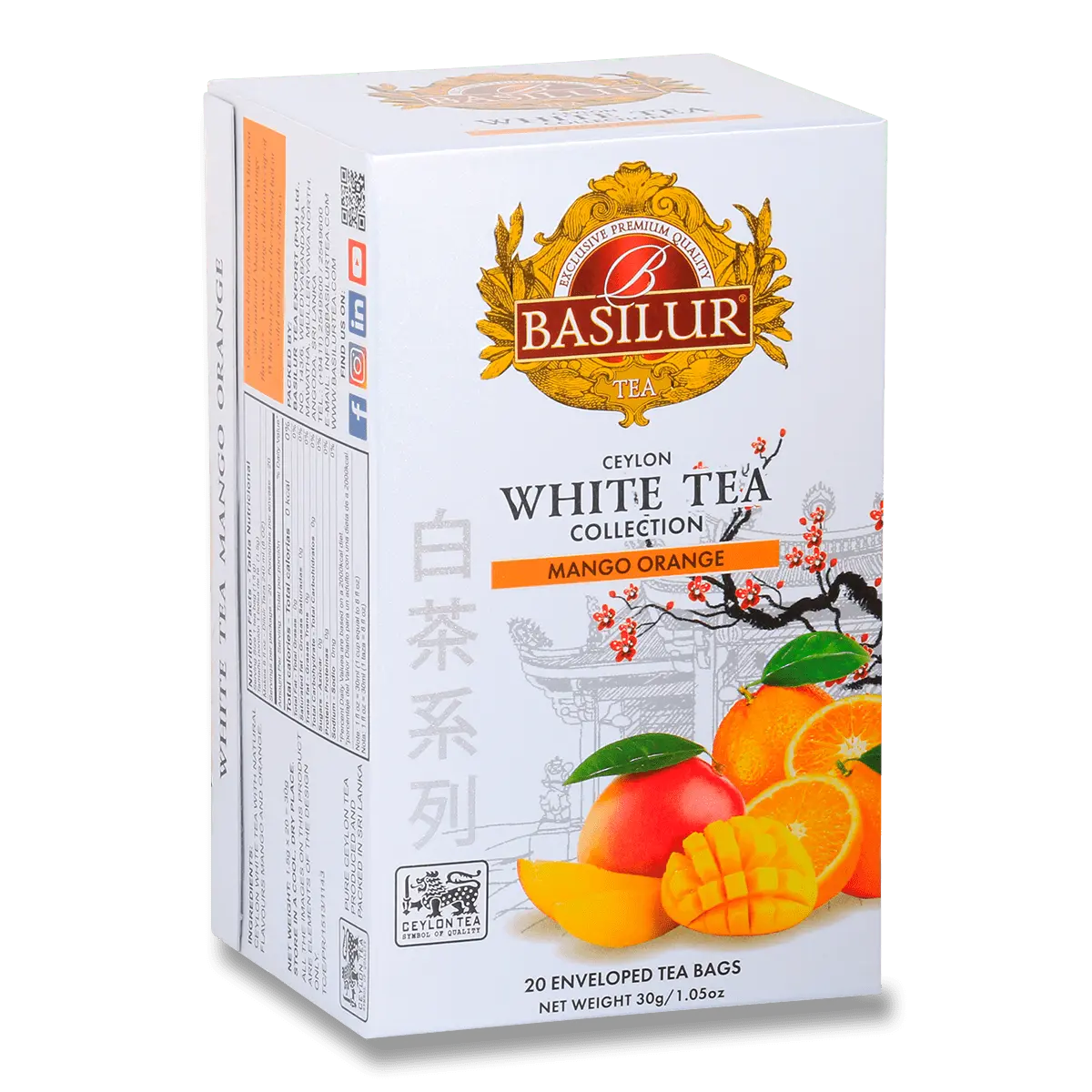 Basilur Ceylon White Tea Collection - bílý čaj - mango a pomeranč