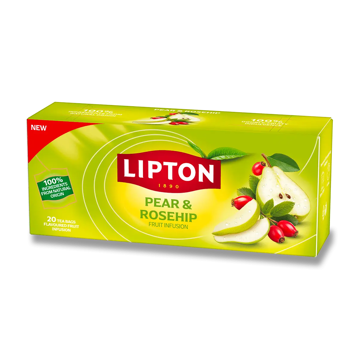 Lipton Fruit Infusion - ovocný čaj - hruška a šípek, 20 sáčků
